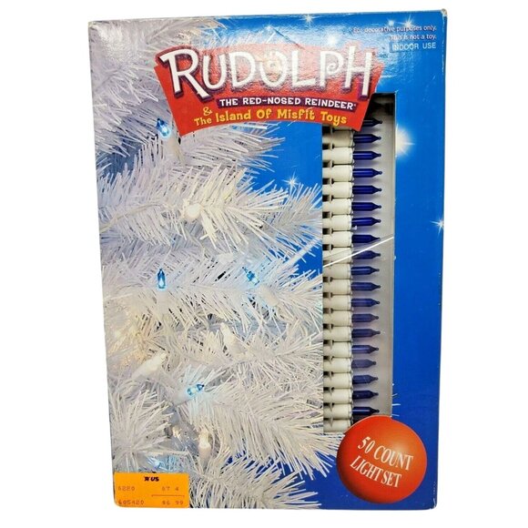 Vintage Rudolph Island of Misfit Toys 50 Blue Christmas String Lights 2002 NIB - Picture 2 of 2